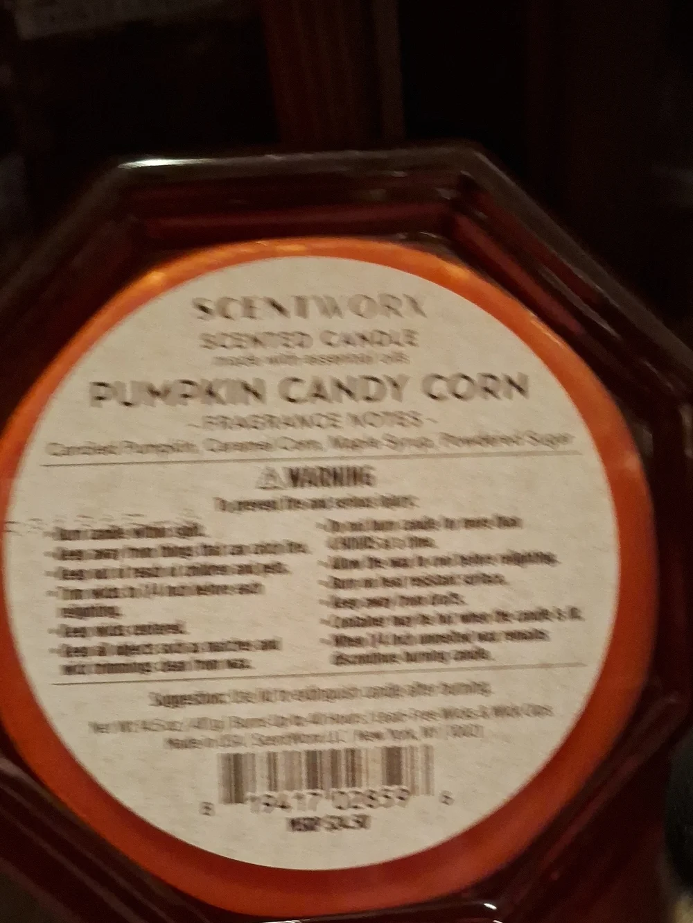 Scentworx Pumpkin Candy Corn Scented Candle — Orange
